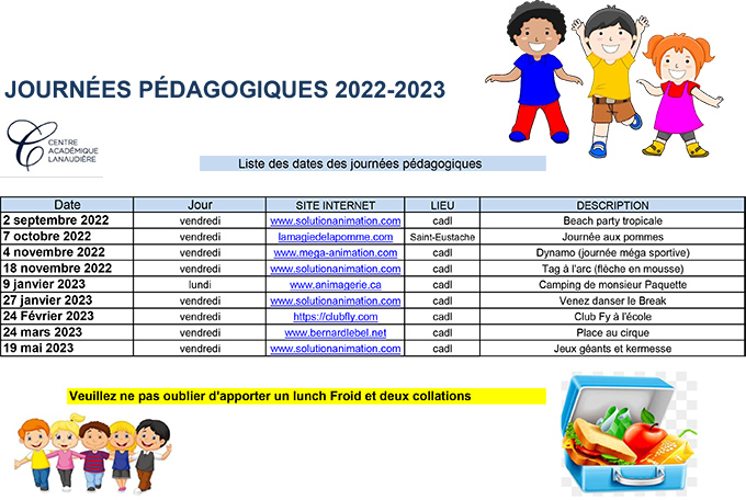 Journées pédagogiques 2022-2023